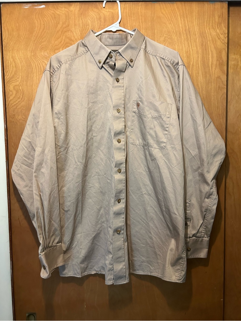Ariat Men's Light Beige Button-Down Work Shirt